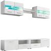 vidaXL Set Parete Attrezzata Porta TV Luci a LED 5 pz Bianco Lucido Espositore