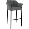 CLP Sgabello da bar Damaso con schienale, sgabello da bar imbottito con rivestimento in corda, sgabello da banco con portata fino a 240 kg, Colore:grigio, Colore del telaio:nero