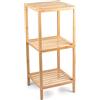BAKAJI Scaffale da Bagno Portaoggetti in Legno Bambù, Mensole a Colonna Multiuso, Organizer Libreria Cucina, Garage, Giardino, Libreria Colore Naturale, Interni ed Esterni (3 Ripiani)