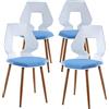 Trisens - Set di 2 o 4 sedie di design, adatte per sala da pranzo, cucina, soggiorno, ufficio, di plastica, colore: bianco/grigio chiaro, quantità: 4