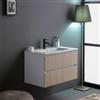 Kiamami Valentina - Mobile bagno sospeso 80cm bianco con frontale cannettato rovere