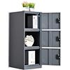 MECOLOR Armadietto verticale piccolo a piano con lucchetto, porta in plastica, 2 o 3 scomparti, per dipendenti, famiglie, uffici, scuole e supermercati (GY, P3V)
