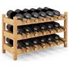 RELAX4LIFE Portabottiglie Vino per 18 Bottiglie in Bamboo, Scaffale a 3 Livelli con Fessura a Onda, Tavolo per Cucina, Bar, Dispensa e Cantina, 62 x 24 x 38 cm