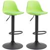 CLP Set 2 Sgabelli Design Kiel in Polipropilene E Similpelle I Coppia Sedie Bar Cucina Girevoli E Regolabili, Colore:Verde, Colore del Telaio:Nero