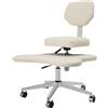 panfudongk Sedia da ufficio con gambe incrociate, regolabile, ergonomica, per meditazione, yoga e ufficio, autoportante con 5 ruote dei freni, cuscino da 53 - 69 cm, poggiapiedi da 38 - 46 cm (bianco)