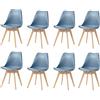 GrandCA HOME Set di 8 Sedie Imbottite per Sala da Pranzo Con Gambe in Legno Massello di Faggio, Adatte per Sala da Pranzo, Soggiorno, Cucina, Camera da Letto, Blu navy
