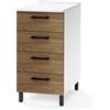 Linea Azzurra Base 40 Cassettiera Cucina Componibile Mobile con 4 Cassetti in Legno Made in Italy H85xL40xP50 cm Elegante Funzionale Facile da Montare (Noce Naturale)