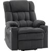 MCombo M MCombo Poltrona relax elettrica 7546 con 3 motori, regolabile separatamente, posizione sdraiata fino a 165°, poltrona TV con USB, per anziani soggiorno (microfibra grigio scuro)