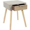 HOME DECO FACTORY Comodino 1 Cassetto in Legno, Tortora Nero, 34.8x48x37cm