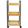 HUOLE Mensola sottile per bagno, carrello portaoggetti a 3 livelli su ruote, risparmio di spazio, bambù, scaffale in piedi 3 cestini dim. 30L x 20L x 80H cm-Nero