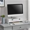 [en.casa] Supporto di Rialzo Monitor (LxPxA) 50 x 18 x 13 cm Base per Schermo con 2 Cassetti Portaoggetti - Bianco