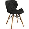 milani home - sedia da pranzo in ecopelle nera, gambe in legno, stile moderno, 41 x 49 x 71 cm, nero