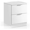 Arreditaly Comodino Con 2 Cassetti Per Camera Da Letto Cameretta Ragazzi Studio Ingresso Comò Settimino Zona Notte 38 x 33,5 x 45 cm Cm (Bianco)