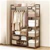 angroups Stand Appendiabiti in Legno,Multifunzionale Appendiabiti da Terra,Armadio Aperto in Bambù per Ingresso Camera da Letto Vestiti,Attaccapanni con Scarpiera e 2 Barra 140X25X150CM