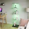 BSMGSGN Vetrina in vetro a 4 strati con luci a LED, vetrina da collezione in vetro con 1 porta e serratura, libreria indipendente per soggiorno e camera da letto
