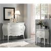 Vicentini arreda GRUPPO COMO' E 2 COMODINI BOMBATI IN LEGNO SHABBY CHIC BIANCO MANIGLIE A S CROMATE (L 116 P 45 H 85)