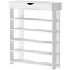 SogesPower Ripiano porta scarpe a 5 piani, Scaffale di stoccaggio in legno, Organizzatore per scarpe, Scaffale per ingresso, con armadio superiore, 75 x 30 x 94,5 cm, Bianco