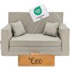 Flumi Personalizzato Divanetto Bambini con Funzione Sleep - 3 in 1 | Divani Piccoli | Divano Bambini | Colore: (Grigio chiaro)