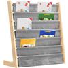 HUOLE Libreria per bambini, 6 livelli, materiale scolastico per la scuola materna, multicolore 75 x 30 x 76 cm, lino grigio, 1 pezzo