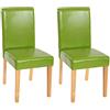 Mendler Set 2x sedie Littau opaca soggiorno cucina sala da pranzo 56x43x90cm - ecopelle verde piedi chiari