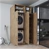 ROOMART Armadio Lavatrice Dora-II - 115 cm di larghezza per lavatrice e asciugatrice (quercia, con armadio da appoggio (115 × 230 × 73,8 cm (BHT)))