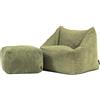icon Natalia Pouf Bambini con Poggiapiedi, Verde Salvia, Velluto a Coste, Pouf Poltrona, Poltrona Sacco con Riempimento Incluso, Sedia Bambini, Mobili Camera da Letto
