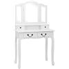 Lumanois Tavolo da Trucco e Sgabello Bianco 80x69x141 cm Legno Paulownia,Mobili,Armadietti e portaoggetti,Toeletta,22kg-289318