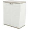 PLASTIKEN TITANIUM PLASTIKEN Armoire basse 2 portes avec étageres-l70xp44xh88cm-Beige et Taupe-Intérieur et Extérieur