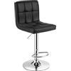 RELAX4LIFE Set di 1/2 Sgabelli da Bar/Cucina in Vinilpelle, Altezza Regolabile e Girevole a 360°, Poggiapiedi e Base Metallica, Portata 150KG (Nero,1)