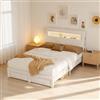 Zorvani Letto imbottito 160x200 cm con 2 Cassetti, Letto matrimoniale a LED, letto contenitore una piazza e mezza, Funzionale con testiera, Struttura letto con rete a doghe, in Velluto