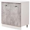 Shally Dogan Mobile Base per Cucina con Due Ante e Due Scomparti, Mobiletto con Struttura in Legno Robusta e Resistente, Colore Grigio Cemento, Mobile Componibile Dimensioni 80 x 50 x 85H cm