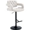 CLP Sgabello Design Dublin in Similpelle I Sgabello Bar Girevole E Regolabile 65-85CM I Sgabello Alto con Schienale E Braccioli, Colore:Bianco, Colore del Telaio:Nero