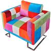 vidaXL Poltrona a Cubo con Gambe Cromate Tessuto Design Patchwork Seggiola