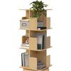 ML DESIGN modern living ML-Design Libreria Girevole a 360° 40x94x40 cm Effetto Legno di Quercia da Interno con 3 Ripiani e 12 Scomparti, Scaffale Angolare a Colonna Salvaspazio, Mobile Multiuso per Casa e Ufficio Moderno