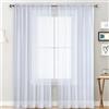 Odot Tende Semi Trasparenti per Interni, Tinta Unita Tenda Voile con Tasca per Asta Tenda Filtranti Finestra 2 Pannelli Tende Camera da Letto Moderna per Camera da Letto (140x260cm,Bianco)