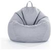 Treer Fodera per Pouf a Sacco Contenitore Tinta Unita Copertura per Poltrona Sacco Senza Imbottitura, Lino Pouf a Forma di Pera Bean Bag Cover con Cerniera (80x90 cm,Grigio)