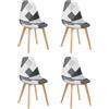 GrandCA HOME Set di 4 Sedie da Pranzo, Sedie da Cucina Patchwork in Stile Nordico, Cuscini Imbottiti, Gambe in Legno, Nero