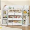 Hzuaneri 140cm Libreria per Bambini, Scaffale Portagiochi con 8 Contenitori | Libreria in Legno, Adatta per Cameretta, Soggiorno, Studio, 30 x 140 x 104 cm, Bianco KB43003W