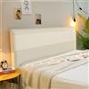 Treer Copri Testata Letto Matrimoniale Singolo, Copertura per Testiera Lavabile 3D, Copertura Protettiva Elastica Antipolver per Decorazione All-Inclusive (Linea crema 5,180cm)