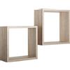 MODULARREDO | Q-BIS Set di 2 Mensole da Muro, Cubi Arredo, Mensole Cubo, Cubi da Parete, 35x35 p15.5 cm e 31x31 p15.5 cm, Rovere Sagerau - Made in Italy