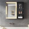 SONNI Armadio a specchio a LED con ripiano regolabile e spazio aperto, 65 x 60 cm, con illuminazione e presa, dimmerabile, senza appannamento, armadietto per medicinali