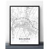ZWXDMY Stampa su Tela,Italia Bologna Mappa della Città in Bianco E Nero Testo Minimalista Astratto Poster Tela Dipinto Murale Cafe Office Home Decor,50×70Cm