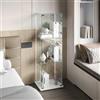 JiaOyu Vetrinetta in vetro con illuminazione LED, vetrinetta con serratura, vetrinetta antipolvere per collezioni, vetrinetta in vetro per soggiorno, camera da letto e ufficio (Bianco+Barra luminosa+1 porta