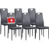 Albatros - Sedie da pranzo linea SALERNO, Pelle sintetica, Grey, 6 Stühle