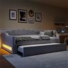 YuQozii 140 x 200 cm, divano letto imbottito con illuminazione d'atmosfera, con letto estraibile (grigio)