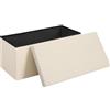 WOLTU Pouf Contenitore Pieghevole, Cassapanca con Coperchio 76x38x37 cm, Poggiapiedi Imbottito in Tessuto Teddy, per Ingresso, Soggiorno, Beige