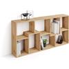 Mobili Fiver, Libreria bassa XS Iacopo (160,8 x 80 cm), Rovere Rustico, Libreria da Muro o Divisoria per Soggiorno, Ufficio, Made in Italy