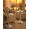 Ginhow Set da 2 Tavolini Piccolo da Salotto, Tavolino da Balcone, Vintage Tavolino Piccolo in Metallo, Creativo Coffee Table (Bianco, 40 x 45 cm)