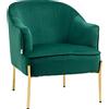 HOMCOM Poltrona da Camera da Letto in Tessuto Effetto Velluto con Gambe Oro in Acciaio, 62x69x75 cm, Verde