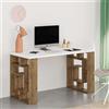 Totò Piccinni Scrivania DEDALO da ufficio 140x60 cm in legno (Bianco/Rovere Antico)